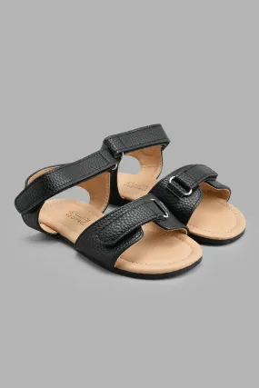 Black Double Velcro Strap Sandal