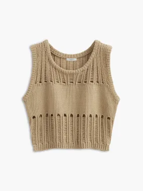 Hollow Out Stretch Sweater Vest