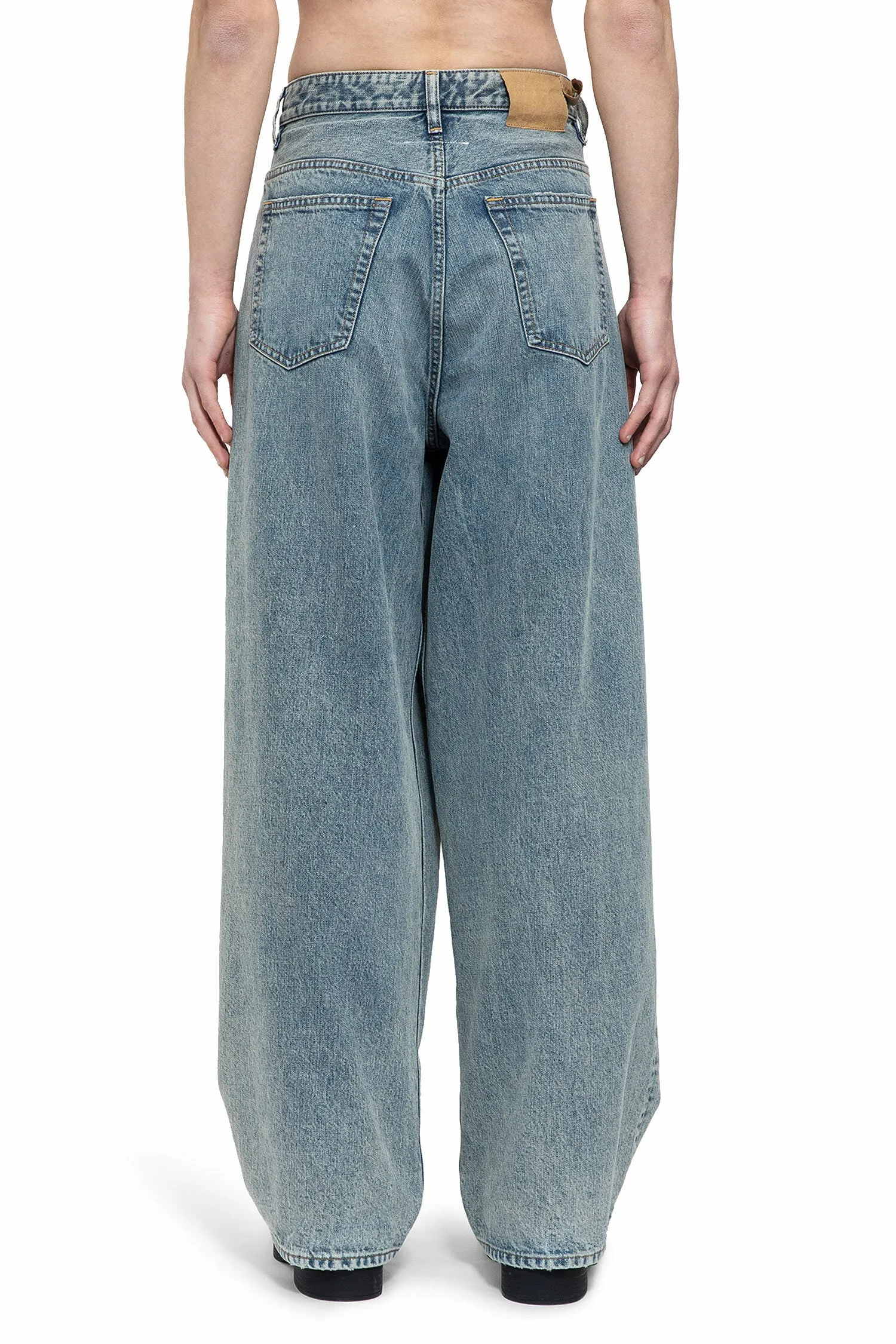 mm6 maison margiela pleated 5 pocket wide leg jeans