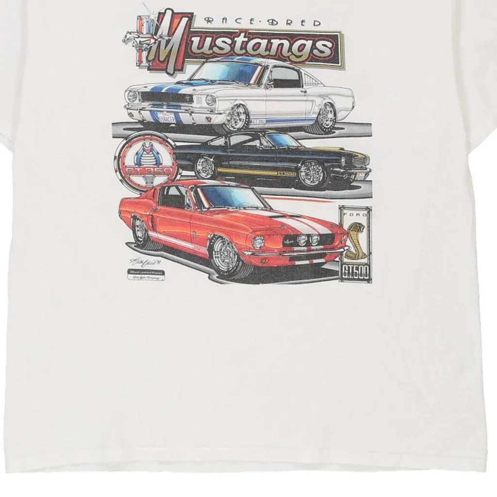 Mustang Hanes Nascar T-Shirt - XL White Cotton
