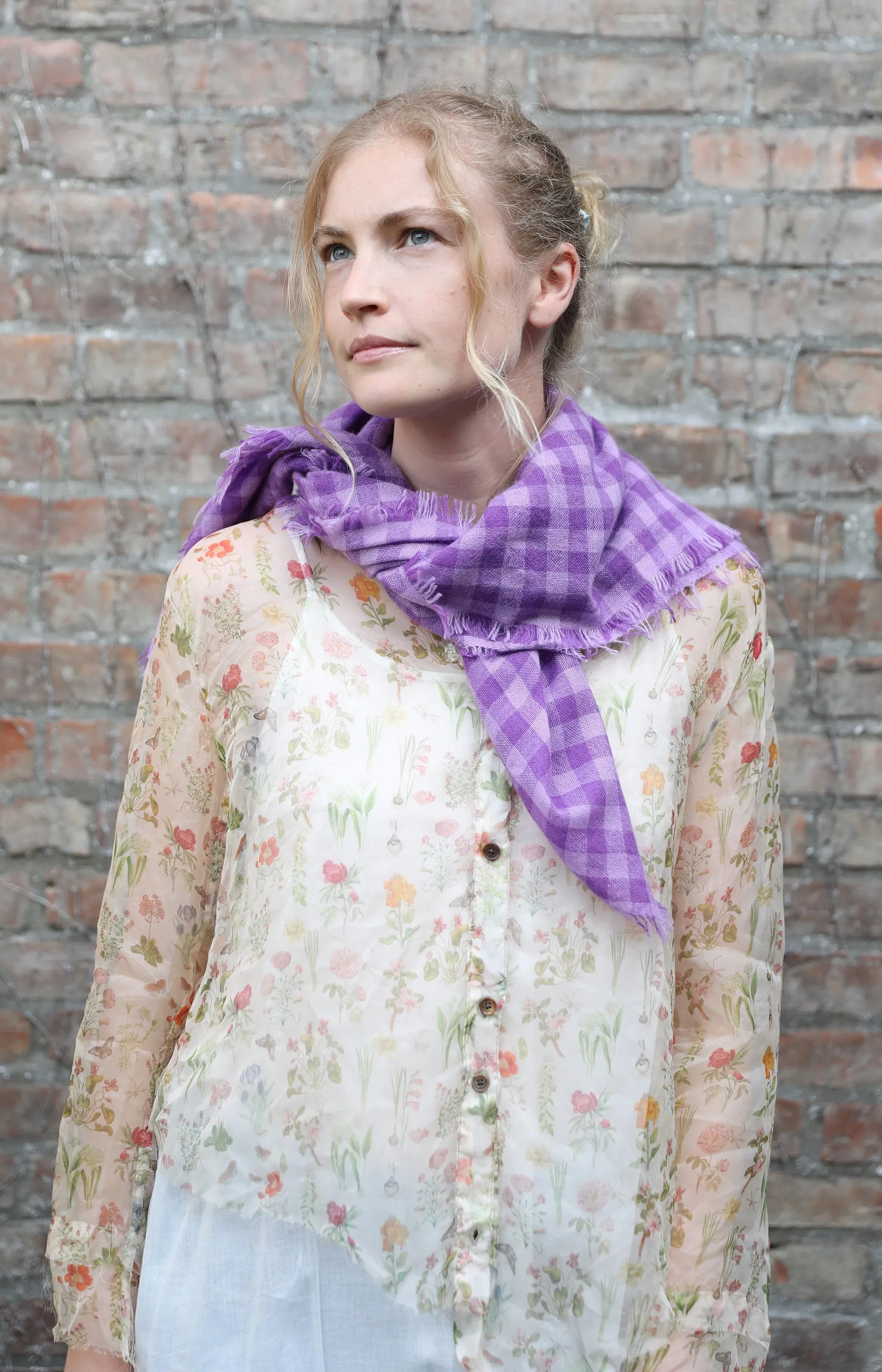 Purple & Lavender Check Cashmere Scarf