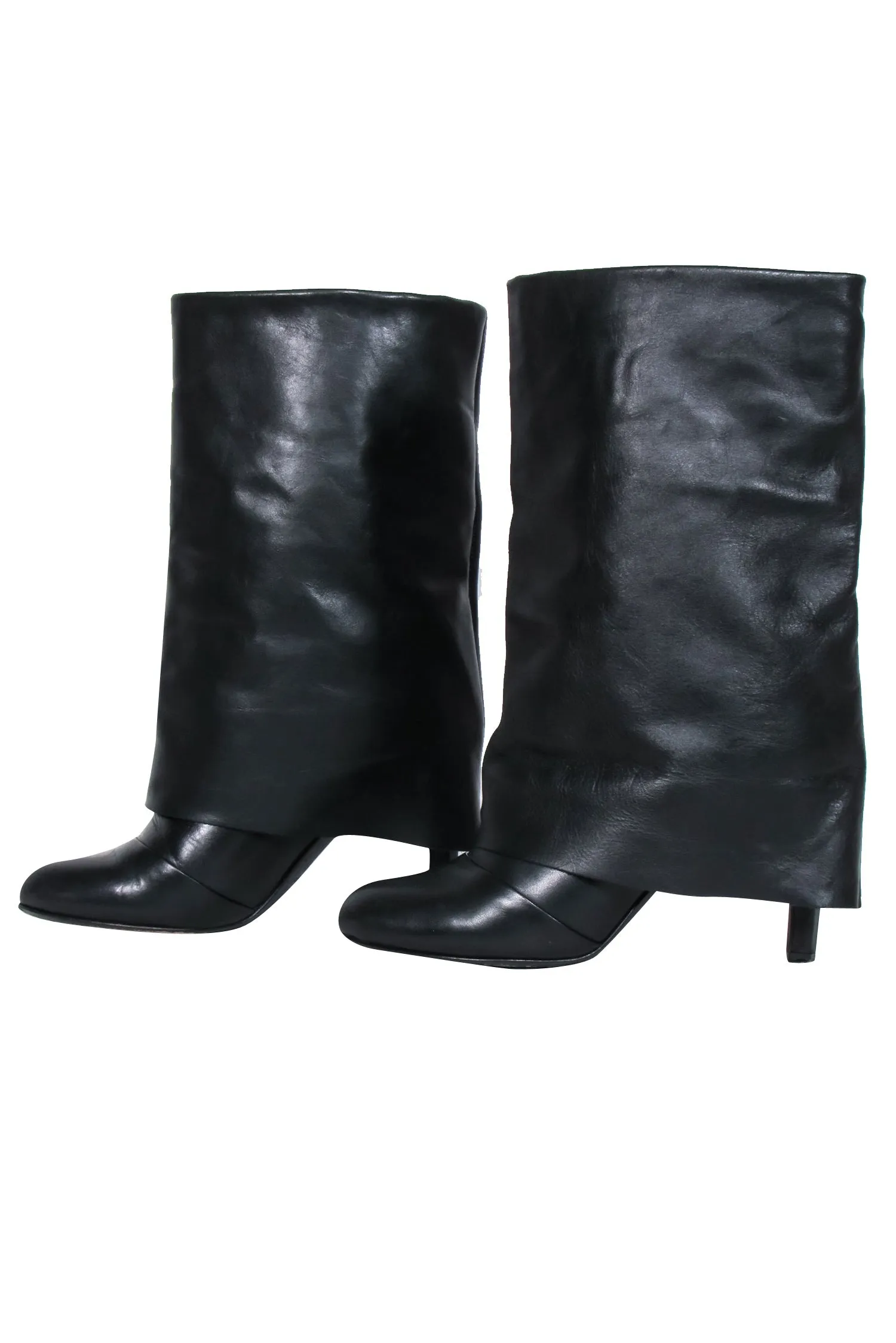 See by Chloe – Black Leather Fold Over Boots Sz 8.5