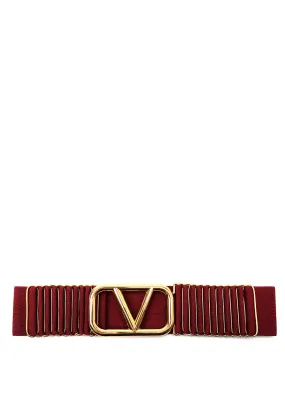 Serafina Collection Ribbed Belt, Burgundy