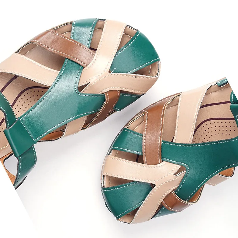 Women's Casual Style Round Toe Slip-On Waterproof Outdoor Sandals